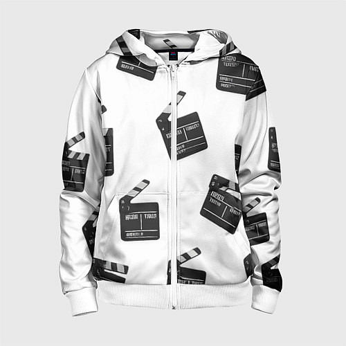 Детская толстовка на молнии Съёмочная хлопушка / 3D-Белый – фото 1