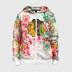 Толстовка на молнии детская Chicago Blackhawks NHL white, цвет: 3D-белый