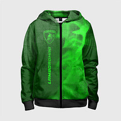Толстовка на молнии детская Lamborghini - green gradient по-вертикали, цвет: 3D-черный