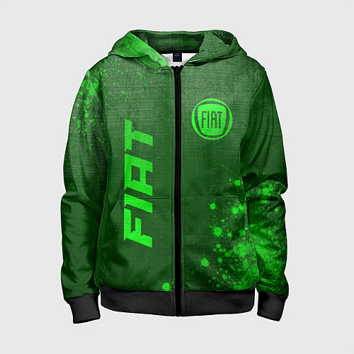 Детская толстовка на молнии Fiat - green gradient вертикально / 3D-Черный – фото 1