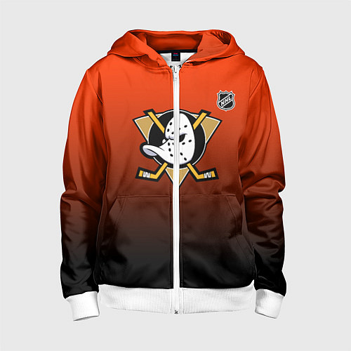 Детская толстовка на молнии Анахайм Дакс - оранжевый градиент / 3D-Белый – фото 1