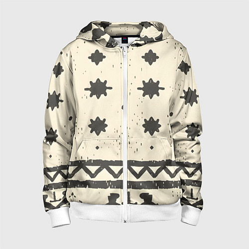 Детская толстовка на молнии Африканские примитивные узоры / 3D-Белый – фото 1