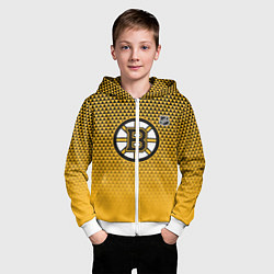 Толстовка на молнии детская Бостон Брюинз - паттерн треугольников, цвет: 3D-белый — фото 2