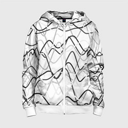 Толстовка на молнии детская Белый с серыми волнистыми полосами, цвет: 3D-белый