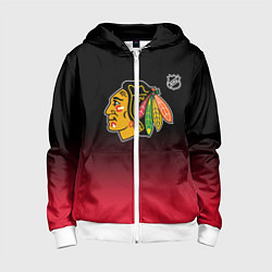 Толстовка на молнии детская Чикаго Блэкхокс - градиент, цвет: 3D-белый