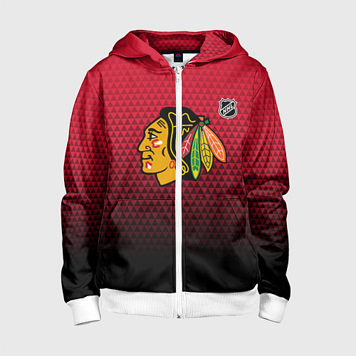 Детская толстовка на молнии Чикаго Блэкхокс - геометрический градиент / 3D-Белый – фото 1