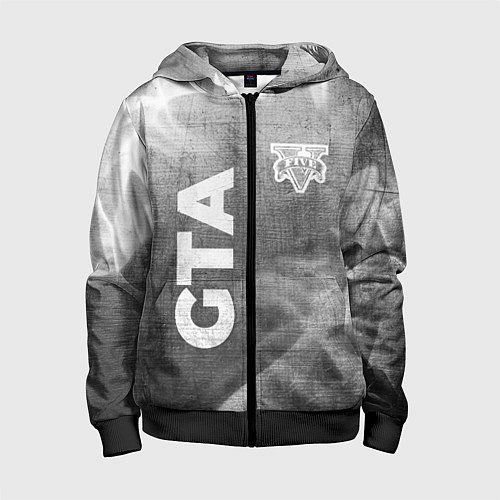 Детская толстовка на молнии GTA - grey gradient вертикально / 3D-Черный – фото 1