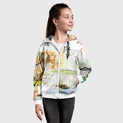 Толстовка на молнии детская China Landscape, цвет: 3D-белый — фото 2