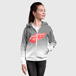 Толстовка на молнии детская Детройт Ред Уингз - геометрический градиент, цвет: 3D-белый — фото 2