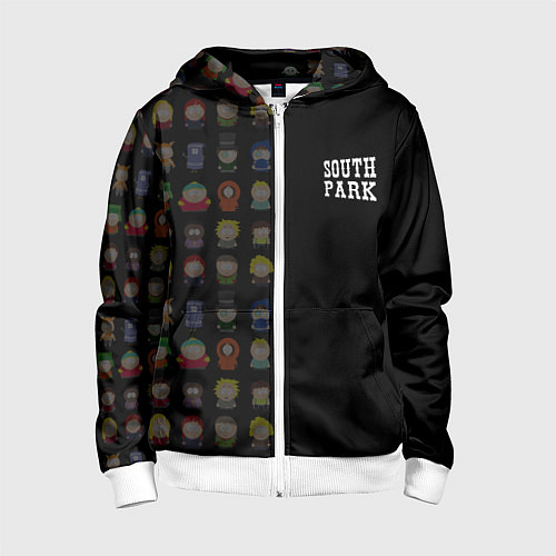 Детская толстовка на молнии Персонажи Южный парк и лого / 3D-Белый – фото 1