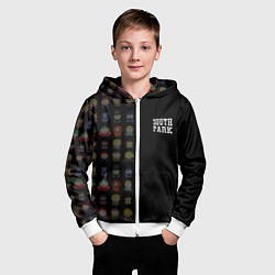 Толстовка на молнии детская Персонажи Южный парк и лого, цвет: 3D-белый — фото 2