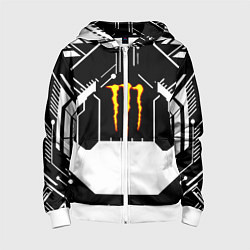 Толстовка на молнии детская Monster energy geometry, цвет: 3D-белый