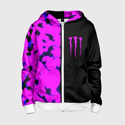 Детская толстовка на молнии Monster energy neon camo / 3D-Белый – фото 1