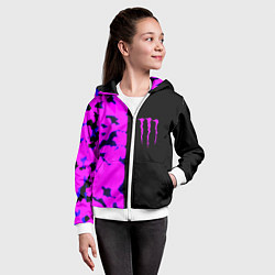 Толстовка на молнии детская Monster energy neon camo, цвет: 3D-белый — фото 2