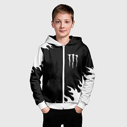 Толстовка на молнии детская Monster energy белый огонь, цвет: 3D-белый — фото 2