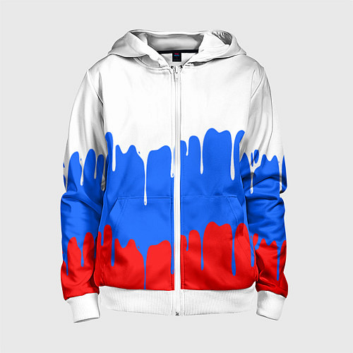 Детская толстовка на молнии Патриот - флаг / 3D-Белый – фото 1