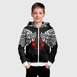 Толстовка на молнии детская Силуэт ворона - Aссасинс Крид, цвет: 3D-белый — фото 2