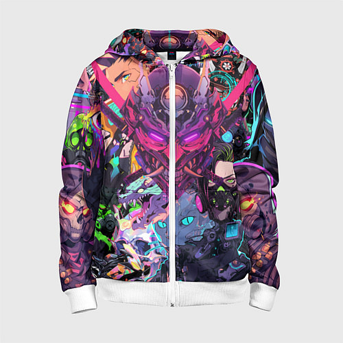 Детская толстовка на молнии Стиль Cyberpunk / 3D-Белый – фото 1