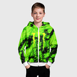 Толстовка на молнии детская Monster energy кислотное лого, цвет: 3D-белый — фото 2