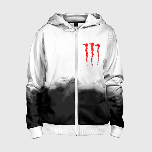 Детская толстовка на молнии Monster energy splash smoke / 3D-Белый – фото 1