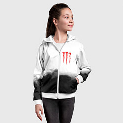 Толстовка на молнии детская Monster energy splash smoke, цвет: 3D-белый — фото 2