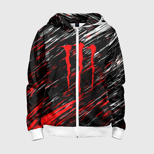 Детская толстовка на молнии Monster energy полосы красок / 3D-Белый – фото 1