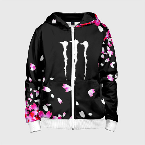 Детская толстовка на молнии Monster energy sakura / 3D-Белый – фото 1