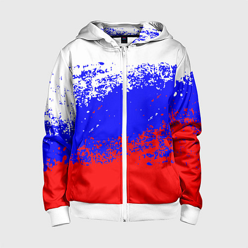 Детская толстовка на молнии Патриот - флаг / 3D-Белый – фото 1
