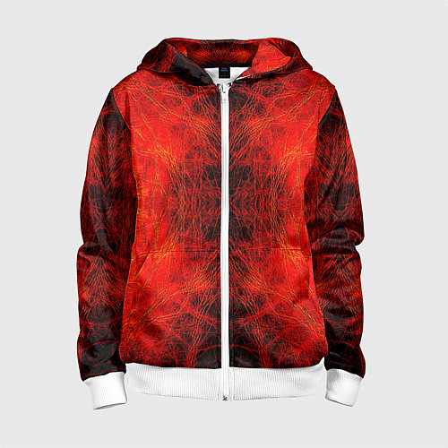 Детская толстовка на молнии Красно-черная кожа дракона / 3D-Белый – фото 1