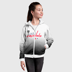 Толстовка на молнии детская Вашингтон Кэпиталз - градиент, цвет: 3D-белый — фото 2