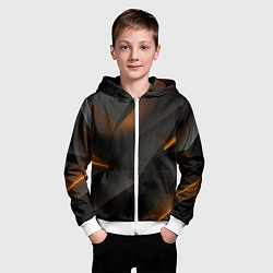 Толстовка на молнии детская Черная текстура с углами, цвет: 3D-белый — фото 2