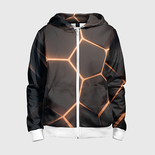 Детская толстовка на молнии Серая текстура из сот / 3D-Белый – фото 1