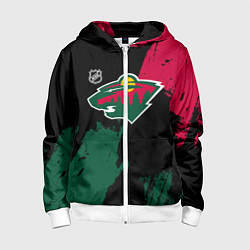 Детская толстовка на молнии Миннесота Уайлд - брызги краски