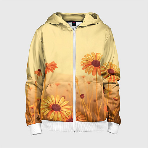 Детская толстовка на молнии Цветы на закате / 3D-Белый – фото 1