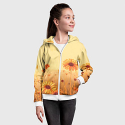Толстовка на молнии детская Цветы на закате, цвет: 3D-белый — фото 2