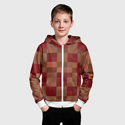 Толстовка на молнии детская Бордовые пиксели, цвет: 3D-белый — фото 2