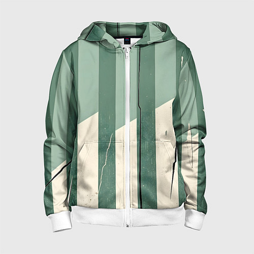 Детская толстовка на молнии Зеленые полосы / 3D-Белый – фото 1