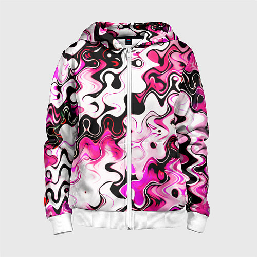 Детская толстовка на молнии Абстракция разлитые краски розовый / 3D-Белый – фото 1