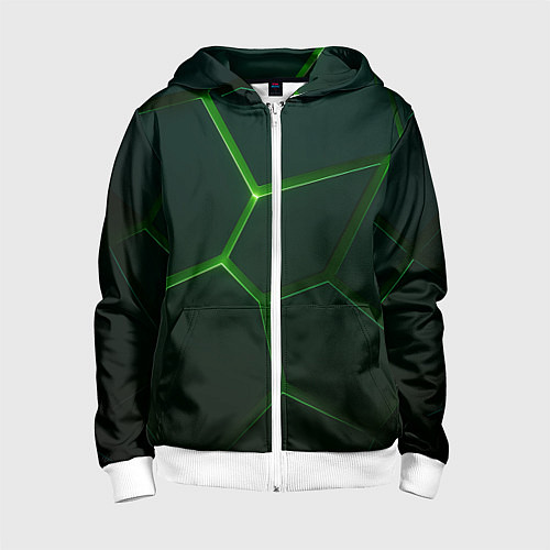 Детская толстовка на молнии Зеленые нано плиты / 3D-Белый – фото 1
