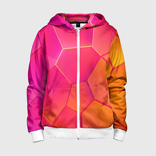 Детская толстовка на молнии Розово-оранжевые плиты / 3D-Белый – фото 1