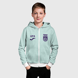 Толстовка на молнии детская Фк Уфа - мятный цвет и текстура, цвет: 3D-белый — фото 2