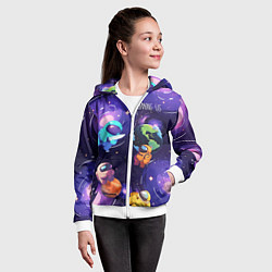 Толстовка на молнии детская Among Us космос, цвет: 3D-белый — фото 2