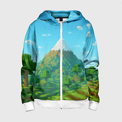 Детская толстовка на молнии Пейзаж Minecraft с горой со снежной шапкой