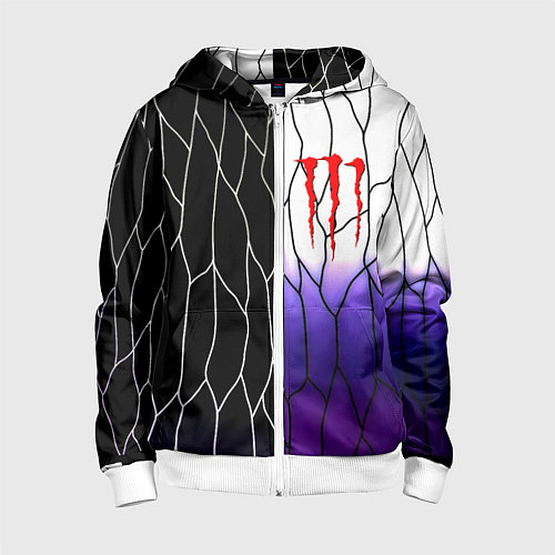 Детская толстовка на молнии Monster energy steel / 3D-Белый – фото 1