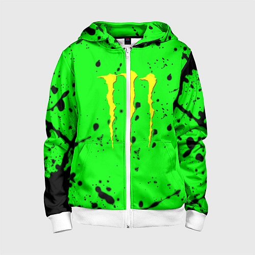 Детская толстовка на молнии Monster energy кислотные брызги / 3D-Белый – фото 1