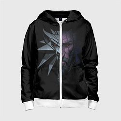 Толстовка на молнии детская Рожденный в Битве - Ведьмак 3, цвет: 3D-белый