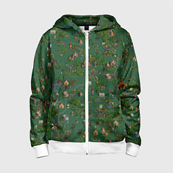 Толстовка на молнии детская Земли Крепости - Герои 3, цвет: 3D-белый