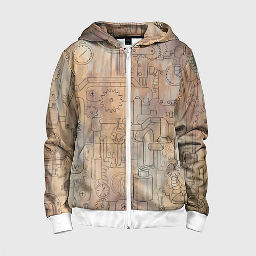 Детская толстовка на молнии Стимпанк элементы / 3D-Белый – фото 1