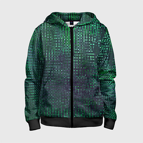 Детская толстовка на молнии Текстурный тёмный сине-зелёный / 3D-Черный – фото 1