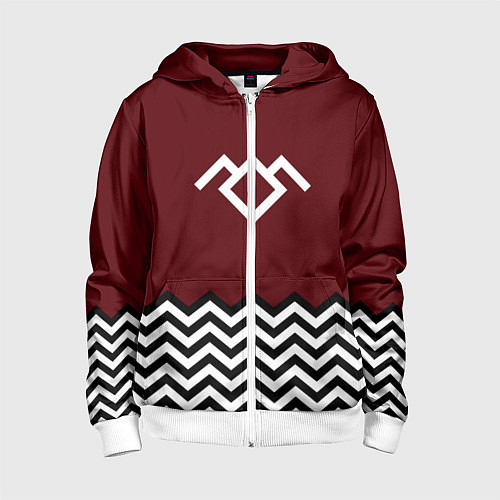 Детская толстовка на молнии Твин Пикс - лого / 3D-Белый – фото 1